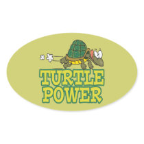 turtle power cute turtle cartoon oval sticker