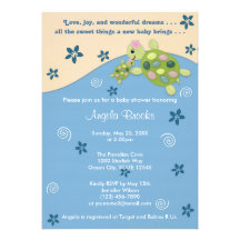 Turtle Reef Baby Shower Invitation TRC Pink Girl