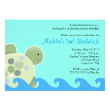 Turtle Reef Seaturtle 5x7 Birthday Invitation