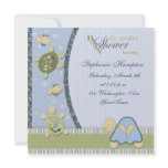 Turtles in Blue and Green Baby Shower Invitation