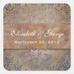 Tuscan Italian Damask Save the Date Square Sticker