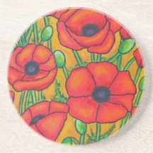 Tuscan Poppies Coaster  by Lisa Lorenz