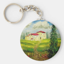 Tuscany Hillside Painting Key Chain