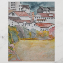 Tuscany Italy landscape watercolor painting Flyer