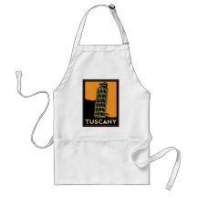 Tuscany Italy retro art deco travel poster Aprons