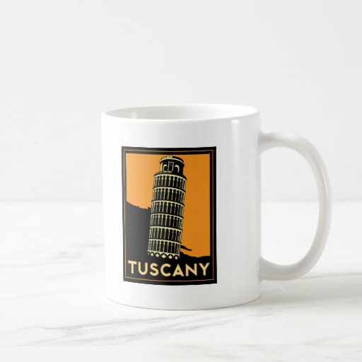 Tuscany Italy retro art deco travel poster Mugs