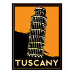 Tuscany Italy retro art deco travel poster Post Card