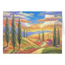 Tuscany Landscape Painting - Multi Cards