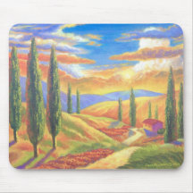 Tuscany Landscape Painting - Multi Mouse Mats