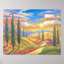 Tuscany Landscape Painting Print - Poster