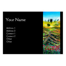 TUSCANY LANDSCAPE WITH POPPIES MONOGRAM BUSINESS CARD TEMPLATE