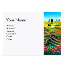 TUSCANY LANDSCAPE WITH POPPIES ,white Business Card Templates
