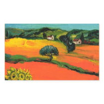 TUSCANY LANDSCAPE WITH SUNFLOWERS RECTANGLE STICKERS