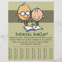 Tutor Tutoring Math Reading promo tear sheet Flyers