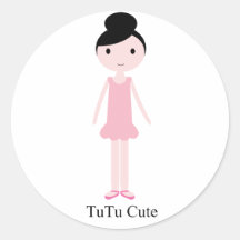 Tutu Cute Ballerina ONE Round Sticker