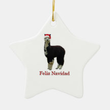 Tuxedo alpaca Feliz Navidad Christmas Tree Ornaments