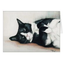 "Tuxedo Cat" Art Greeting Card