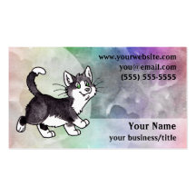 Tuxedo Cat Business Card - Pale Rainbow