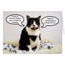 Tuxedo Cat Christmas Humour Card