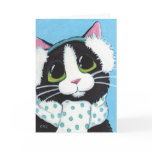 Tuxedo Cat Dressed for Winter Christmas Card