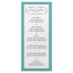 Tuxedo Wedding Menu in Turquoise and Grey