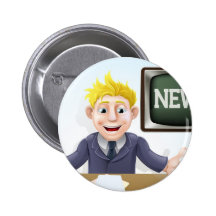 TV Newscaster cartoon Button
