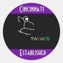 TWEAK'D Cincinnati Established Round Stickers