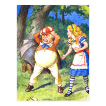 TWEEDLE DUM LOSES IT IN FRONT OF ALICE POSTCARD