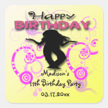 Tween Girl's Birthday Party Favour stickers