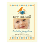 Tweet Tweet Baby Announcement Postcard (orange)