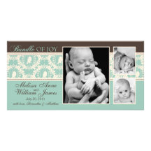 Tweet Tweet Twins Announcement Card Personalized Photo Card