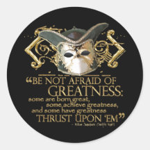 Twelfth Night Quote (Gold Version) Round Stickers