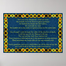 Twenty Third Psalm with Suflower Border Posters