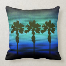 Twilight Blue Palms Pillow