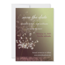Twilight Dandelion Floral Wedding Save the Date Custom Announcements