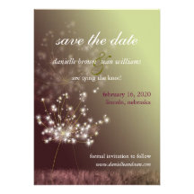 Twilight Dandelion Floral Wedding Save the Date Custom Announcements