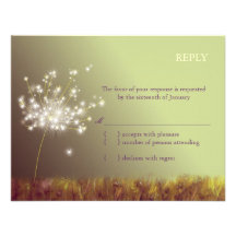 Twilight Dandelion Wedding RSVP Inserts (4.25x5.5) Announcements