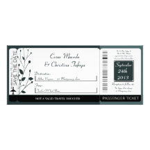 Twilight Twigs Boarding Pass Wedding Invitation