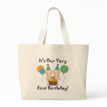Twin Babies 1st Birthday Tshirts and Gifts Tote Bag