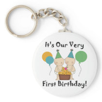 Twin Babies 1st Birthday Tshirts and Gifts Key Chains