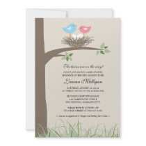 Twin Baby Bird's Nest Baby Shower Announcement