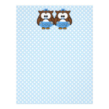 twin baby boy owl letterhead design