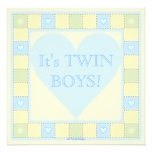 Twin Baby Boys Patchwork Baby Shower Invitation