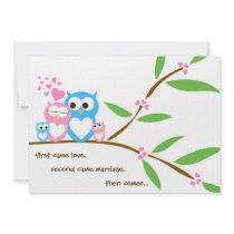 Twin Baby Girl and Boy Owl Baby Shower Invitation