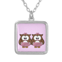 twin baby girl owl pendant