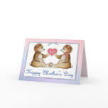 Twin Bears - Boy and Girl on Mother's Day Card
