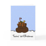Twin bears in Santas sack Card