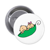 Twin Boy and Girl in Pea Pod Buttons