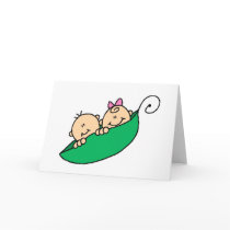 Twin Boy and Girl in Pea Pod Greeting Card
