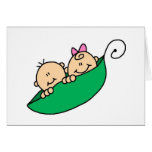 Twin Boy and Girl in Pea Pod Greeting Card